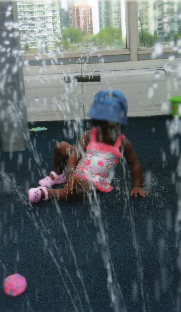 child under 2 during sprinkler day