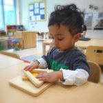 Child under 2 working on a puzzle