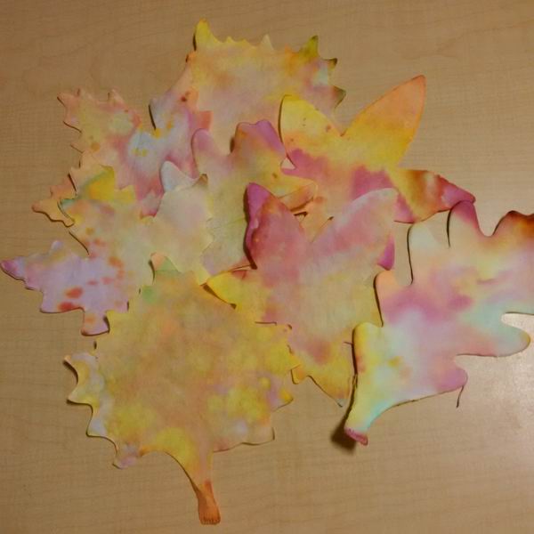 Painted paper leaves