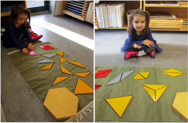Child working on constructive triangles
