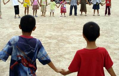 Children playing Red Rover