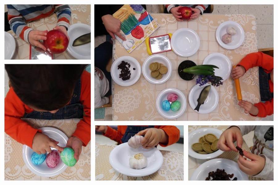 Children observing objects symbolizing Nowruz