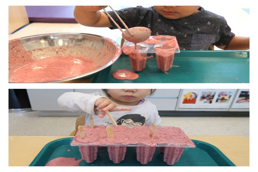 Children making fruit smoothies