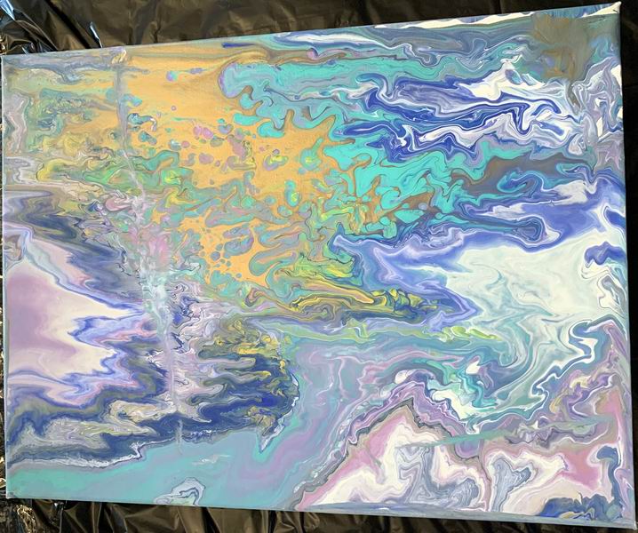 Diana's Acrylic Pour Painting with family