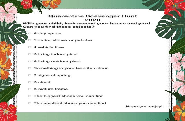 Quarantine Scavenger Hunt List