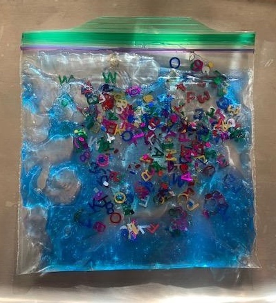 Soap and alphabet confetti bag