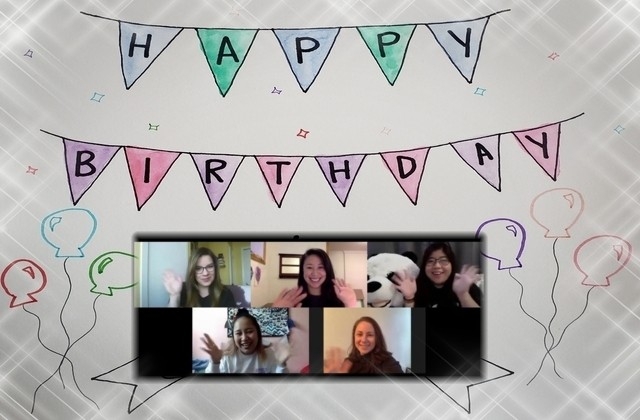 birthday banner and video still