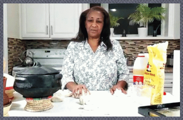 Abeba working with dough