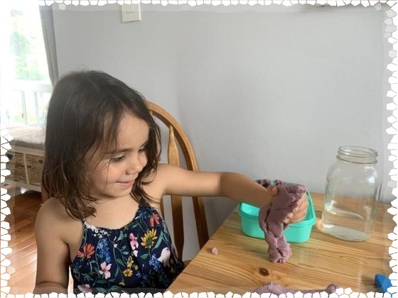 Aylen exploring playdough