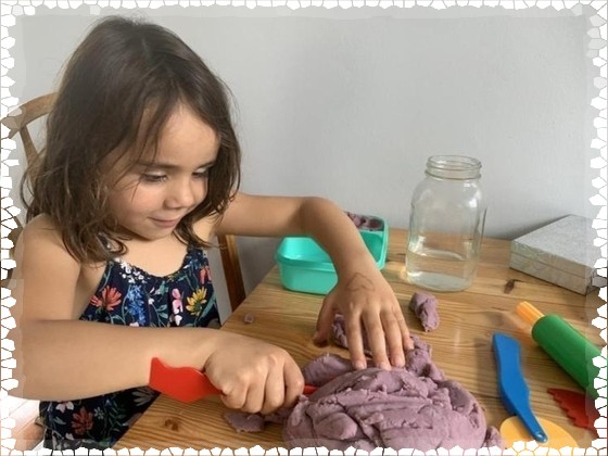 Aylen exploring playdough