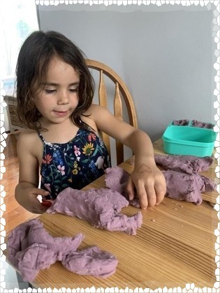 Aylen exploring playdough