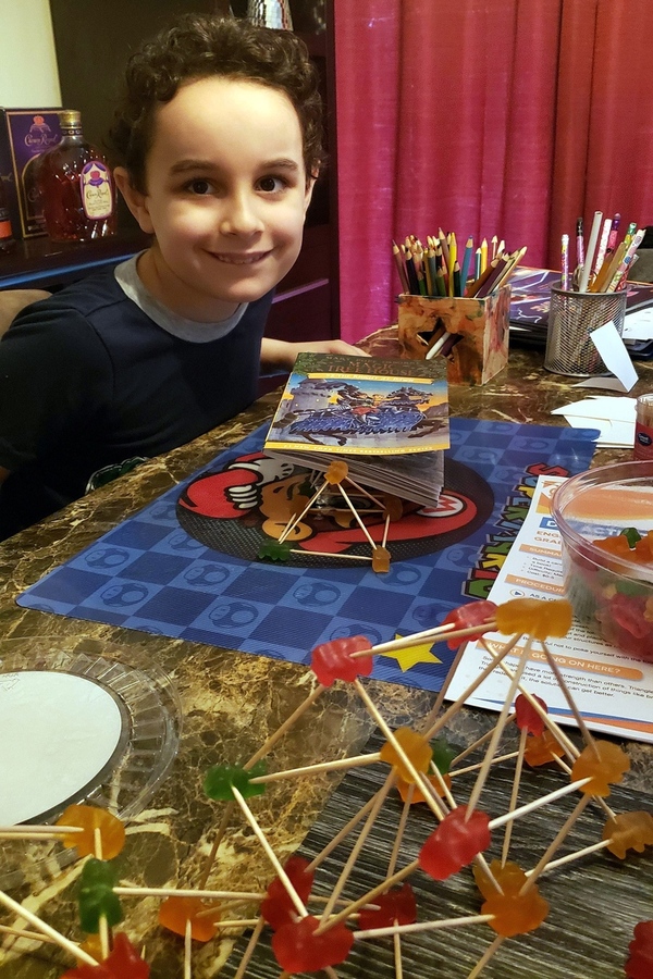 Toothpick and gummy bears construction