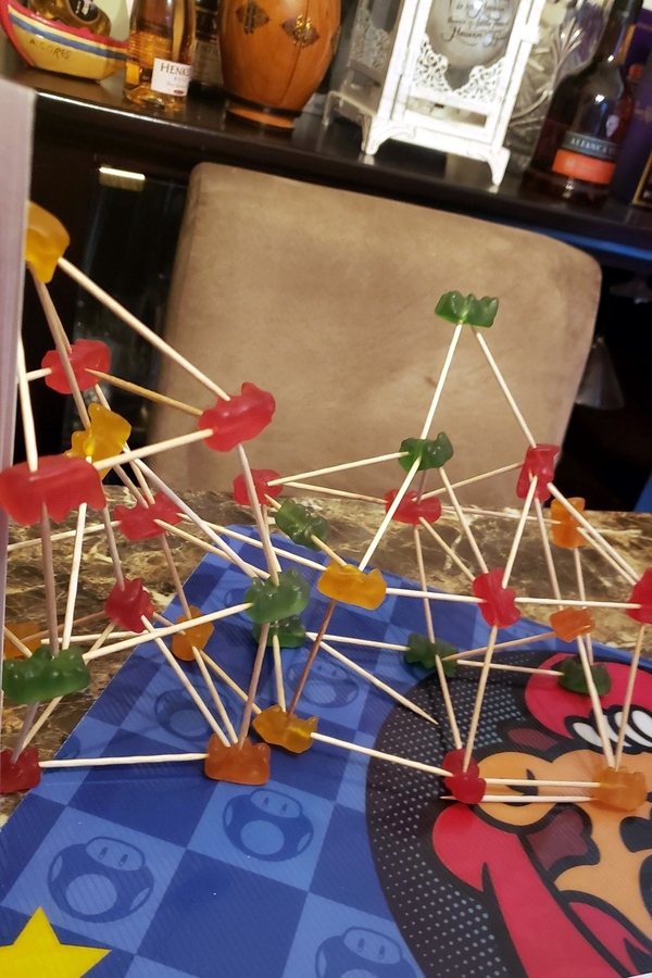 Toothpicks and gummy bear construction