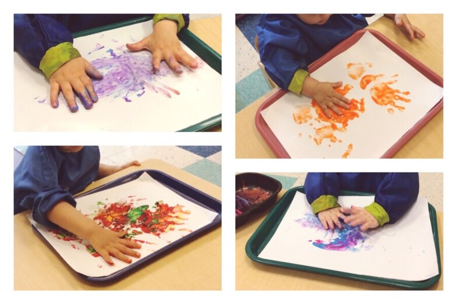 A child finger painting