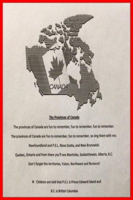 The Provinces of Canada song