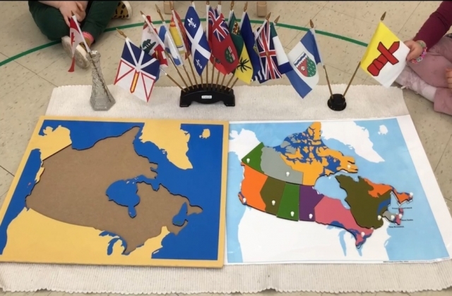 A map of the provinces of Canada and their flags