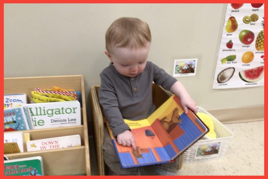 A child looking at a book