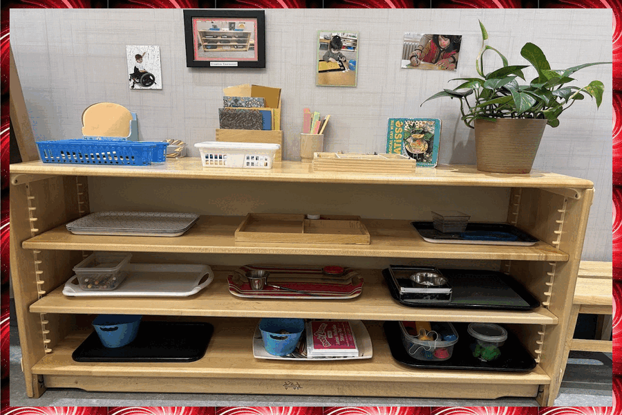 The creative shelf with a selection of art materials