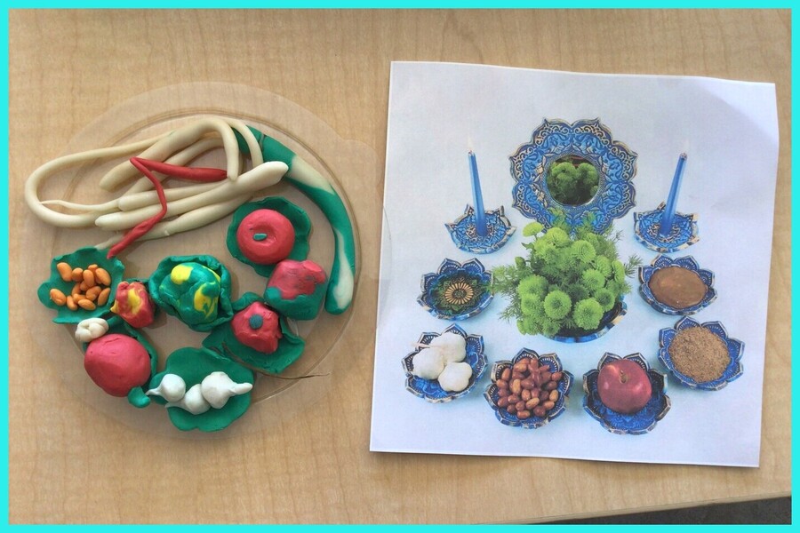 Clay creations representing the Nowruz platter